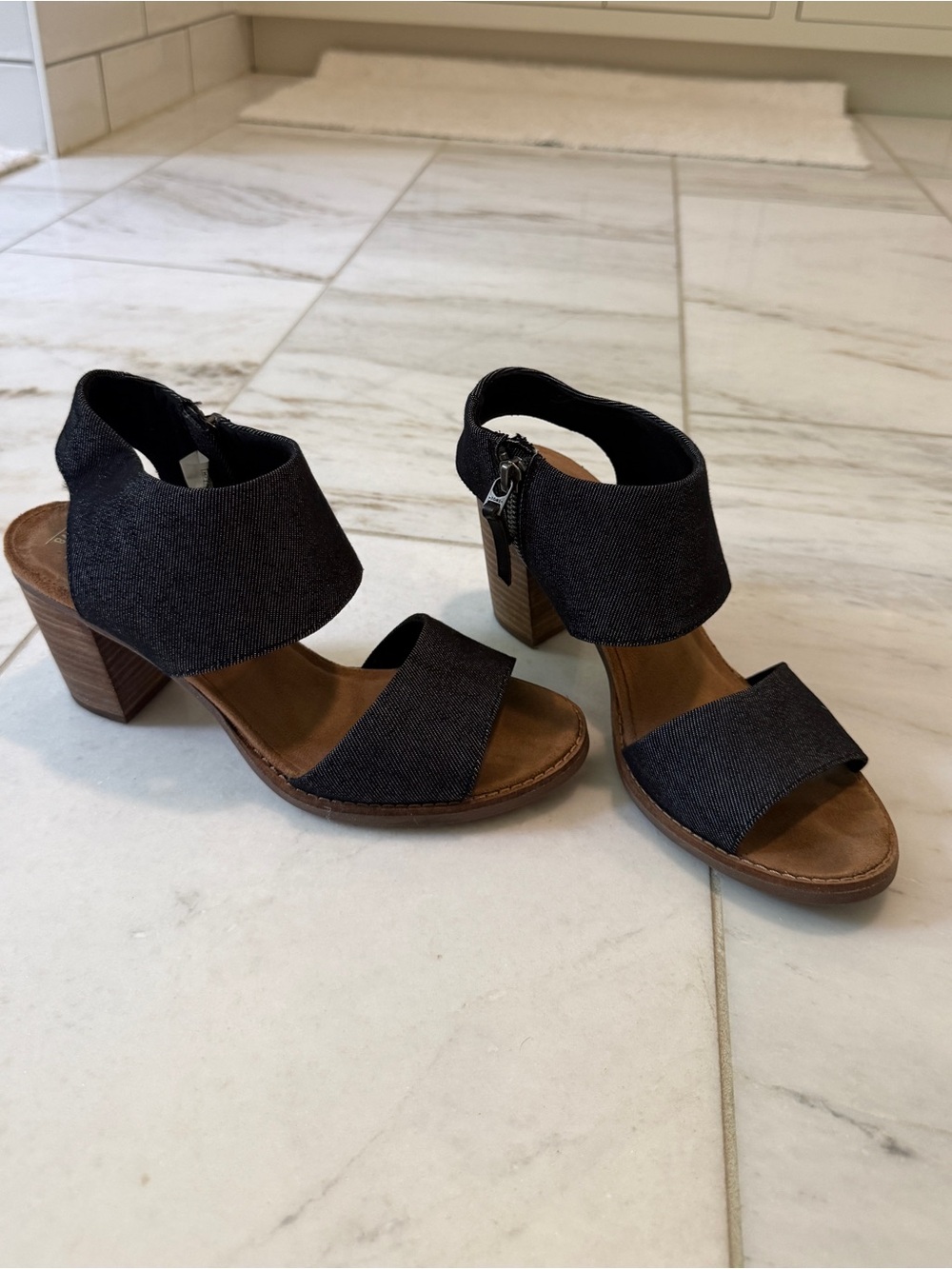 Toms denim heel sandals